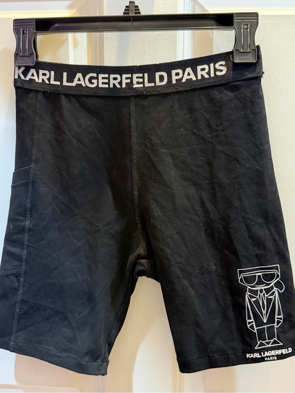 Karl Lagerfeld Black Logo Bike Shorts with White Graphic size XS